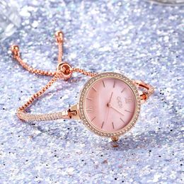 Fashion Women Bracelet Watches GEDI Brand Rose Gold Pink Narrow Band Elegant Lady's Watch Simple Mimalism Casual Female Clock256R