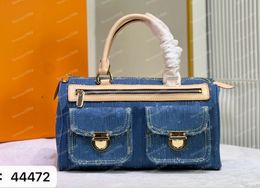 Denim Vintage Shoulder Bags Women Tote Bags Canvas Handbag Old Flower Underarm Bag Print Purse Backpack Gold Hardware Pouch M44472