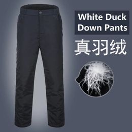 Mens Duck Down Padded Pants High Waist Mens Winter Business Pants Warm White Duck Down Padded Trousers Male Black PT-406 240228