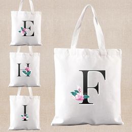 Shopping Bags White Marble Print Bag Canvas Tote Eco Reusable Shopper Shoulder Women Casual Handbag Grocery Daily Storage