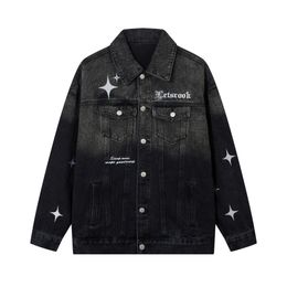 High Street Gradient North Star Letter Denim Jacket Men's and Women's Trendy Brand Coat