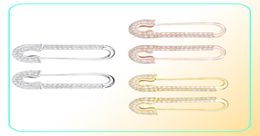 Moonmory France 100 925 Sterling Silver Safety Pin Earring Three Colour Style One Side Zircon Right Left 2106162239245