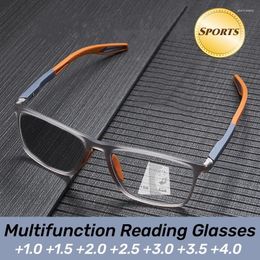Sunglasses Trendy TR90 Pochromic Multifocal Reading Glasses 3 In 1 Outdoor Bifocal Sports Anti Blue Near Far Eyeglasses