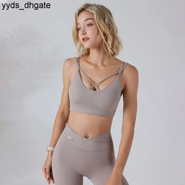 Lu Lu Align With Sport Yoga Lemon LL Underwear Sexy High Elastic Shockproof Fitness Vest Bra Double Shoulder Straps Seamless Training Top