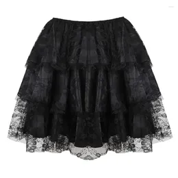 Skirts Women Gothic Floral Lace Mesh Tulle Mini Pleated Skirt Showgirl Party Fashion Dance Match Corsets Sexy