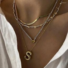 U to Z Initial Pendant Necklaces 18K Gold Plated Copper Chunky Alphabet Chubby Balloon Bubble Letter Necklace for Women Party Jewellery