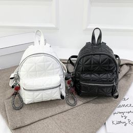 School Bags Casual Solid Colour Vintage PU Leather Women Backpack Simple Student Ladies 2024 Small Shoulder Crossbody