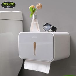 ECOCO Toilet Paper Roll Holder Wall Mounted Bathroom Tissue Box Punch Free Waterproof Storage Accessories Home 240223