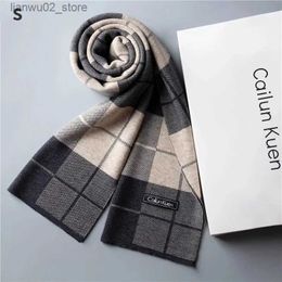Scarves High Quality Wool Men Scarf Autumn Winter Classic Business Thermal Muffler Male Soft Korean Version Long Thick Warm Shawl No Box Q240228