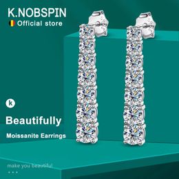 KNOBSPIN D VVS1 Pandent Earrings for Woman Wedding Jewely with GRA s925 Sterling Sliver Plated 18k White Gold Earring 240226