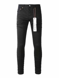 디자이너 의류 남성 청바지 고급 브랜드 퍼플 브랜드 사람 보라색 브랜드 스타일 하이 스트리트 트렌디 브랜드 미드 허리 고민 청바지에 대한 탄성 슬림 한 leggings 5JX5