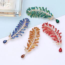 Brooches Creative Fashion Exquisite Design Personalised Rhinestone Feather Brooch High-grade Men And Women's Suit Dress Corsage