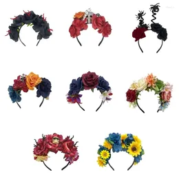 Hair Clips Fashion Halloween Headband With Floral&Skull Perfect For Parties And Festivals
