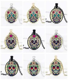 Charms Glass Dome Skull Statement Necklace Jewellery Sugar Skull Chain Choker WomenMen Handmade Necklaces Pendants Christmas Gift3178024