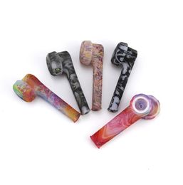 35quot Environmentally Luminous Silicone Tobacco Pipe Patterned Hand Pipe Glow In The Dark Silicone Pipes For Smoking Glass Bow1110831