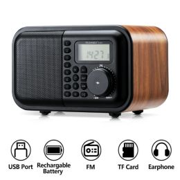 Players Digital Portable Radio Fm Stereo Receiverbluetooth Speaker Stereo Mp3 Player Support Tf with Retro Subwoofer Timing Alarm Clock