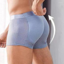 Underpants Nylon Ice Silk Men Underwear Breathable Thickened Panties Sexy Buttocks Fake Bu Padded BuEnhancer Booty