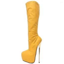 Joelho, 22cm, mulheres super botas de altura plataforma estiletto sólido brilhante colezinha zip shoes de fetiche sexy feminino 220 's