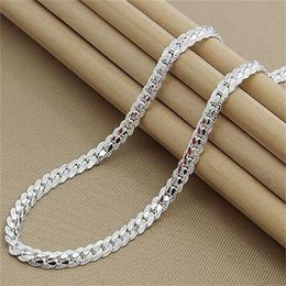 925 Sterling Silver 5mm Side Chain 16/18/20/22/24 Inch Necklace For Woman Men Fashion Wedding Engagement Jewelry Gift