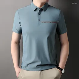 Men's Polos MLSHP Seamless Polo Shirts Summer Short Sleeve Solid Color Business Casual Simple Classical High Elasticity Man Tees