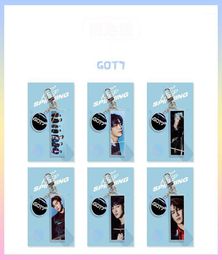 Keychains Kpop GOT7 Mark Jackson YoungJae BamBam YuGyeom JinYoung JB Acrylic PVC Rectangular Keychain Star Same Paragraph Surround3852563