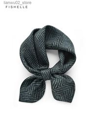 Scarves Grey and black striped mens silk set scarves real silk small scarves natural silk scarves spring and autumn headscarves Q240228