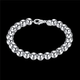 Wedding gifts 8M Hollow 925 silver bracelet JSPB126 Beast gift men and women sterling silver plated Charm bracelets309Q