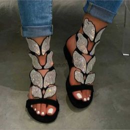 Sandals Summer Fashion Sandals for Women Plus Size Butterfly Crystal Gladiator Sandals Comfortable Open Toe Shoes Woman Sandalias 2023H24228