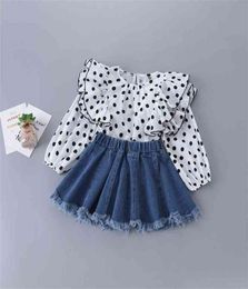 27 Years High Quality Spring Girl Clothing Set Fashion Casual Dot Shirt Skirt Kid Children Girls 2108045693090