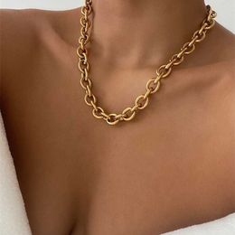 With 18K Gold Statement O Shap Chains Necklaces Women Stainless Steel Jewelry Punk Party Designer Club Ins Rare 2202092860