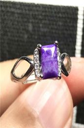 Cluster Rings 9x7mm Top Natural Purple Sugilite Ring Jewellery For Woman Man 925 Silver Anticancer Stone Beads Crystal Adjustable2795369