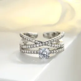 Wedding Rings Cmoonry Trendy Gold/Silver Colour Open For Women Adjustable Luxury CZ Zircon Jewellery