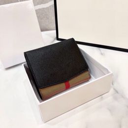 High Quality Designer Wallets Luxury Brand Leather Purses Men Women Fashion Plaid Canvas Card Holders Coin Purse