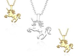 Lovely Unicorn Pendant Necklace For Girls Tiny Unicorn Clavicle Chain Necklace Chokers Animal Jewelry5359310