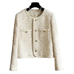 Ladies High Srteet Fall Winter Vintage Tweed Jacket Women Woollen Short Coats Elegant Fashion Outerwears 240226