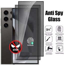Privacy Tempered Glass For Samsung Galaxy S24 S23 Ultra S24Plus Fingerprint Unlock Anti Spy Screen Protector S24Ultra Glass Full Cover Black Edge