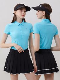 Golf Women's T-Shirt Women's Short Sleeve Summer Dress Pleated Skirt Korean Version Slim Suit Sports Quick Drying Stretch