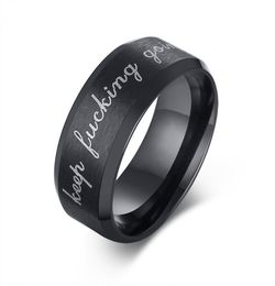 Fashion DIY Jewellery couple rings Keep Fucking Going Stainless Steel Men Ring Band Titanium Silver Black Ring Boyfriend Husband1618144