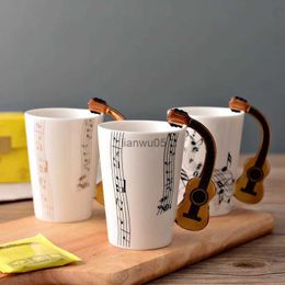Mugs Ceramic Cup Music Creative Water Cup Musical Note Mug Gift Coffee Cup Musical Instrument HandleL2402