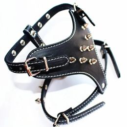 Harnesses Personalised Simulated Leather PU Dog Studded Chest Strap Punk Studded Dog Harness Adjustable for Dog Going Out Dog Accessories