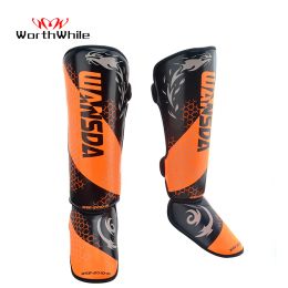 Safety WorthWhile 1 Pair MMA Boxing Shin Guards Ankle Support Men Women Kickboxing Equipment Karate Protectors Sanda Muay Thai Legging