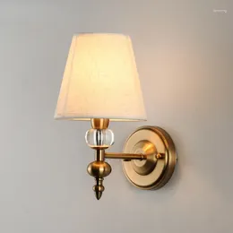 Wall Lamp American Light Modern Minimalist Living Room LED Lmitation Copper Bedroom Bedside Lighting