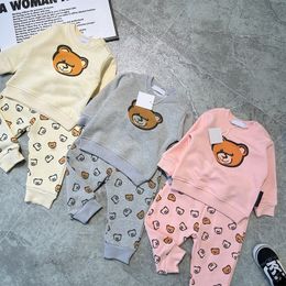Crianças mangas compridas urso terno moda casual moletom ternos bebê menino meninas agasalho algodão elasticidade define quatro temporada 66-100cm