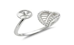 Leaf Ring Mounts Pearl Settings 925 Sterling Silver Blanks Zircon Hollow Cut Leaves Design 5 Pieces8565168