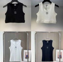 Womens Tops Tank Top T-Shirt Anagram Regular Cropped Cotton Jersey Camis Female Femme Knits Tees Designer Embroidery Knitted Vest Sport Breathable Yoga Vest Tops331