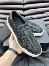 2024 Luxury Brand Skel Top Slip On Loafers Shoes Men Rubber Sole Party Dress Gentleman Moccasins Comfort Oxford Walking EU38-46