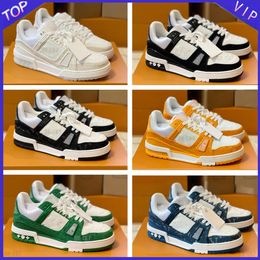 Designer Sapatos novos treinadores de tênis planos de tênis planícies em relevo sapatos casuais canela em couro branco verde vermelho azul letra plataforma masculina feminina baixa treinadores tamanho 36-45 d8