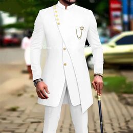 Ternos masculinos blazers branco luxo para homens fino ajuste festa de formatura casamento padrinhos noivo terno smoking 2 pçs moda traje homme blazer calças 517