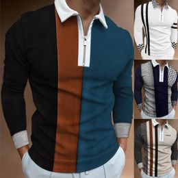 Men039s TShirts Long Sleeve Shirts For Men Clothing Turn Down Collar Shirt Autumn Fasion Mens Clothes Casual Zipper Neck Tshir9885860