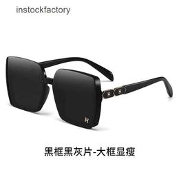 Original 1to1 2024 New H Home Korean Edition Trendy Large Frame Sunglasses with Advanced Sense in Wind for Women UV Protection and Small Face I2WL